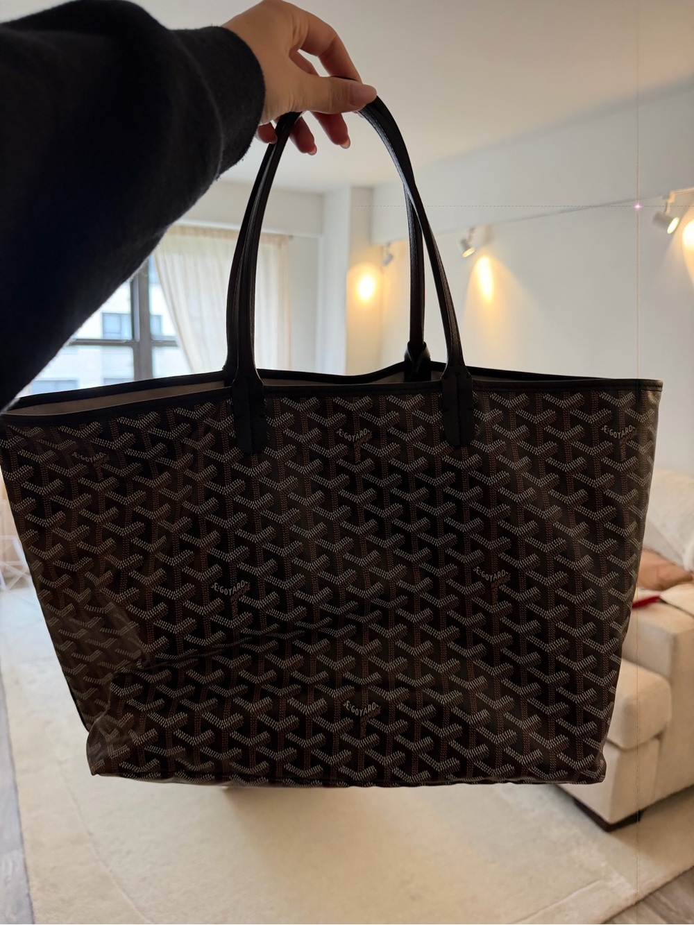 Goyard Black Chevron Patterned Tote